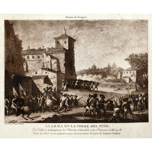 Sub.:1 - Lote: 9 - FERNANDO BRAMBILA (Italia, 1763 - Madrid, 1832) JUAN GLVEZ (Mora, Toledo, 1774-Madrid, 1847) Alarma en la Torre del Pino