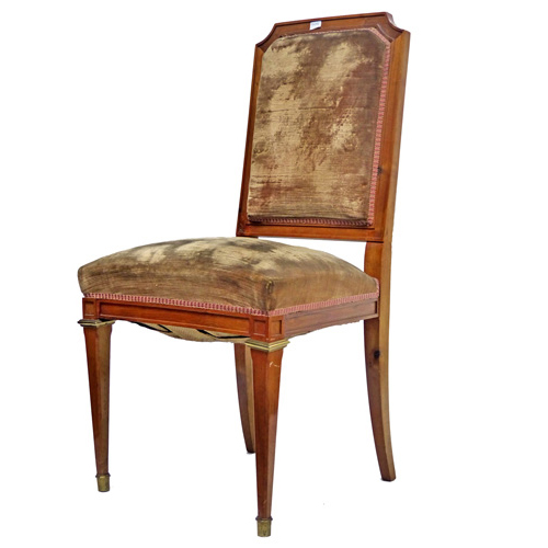 Sub.:1 - Lote: 1028 -  Pareja de sillas con tapicera gris terciopelo.