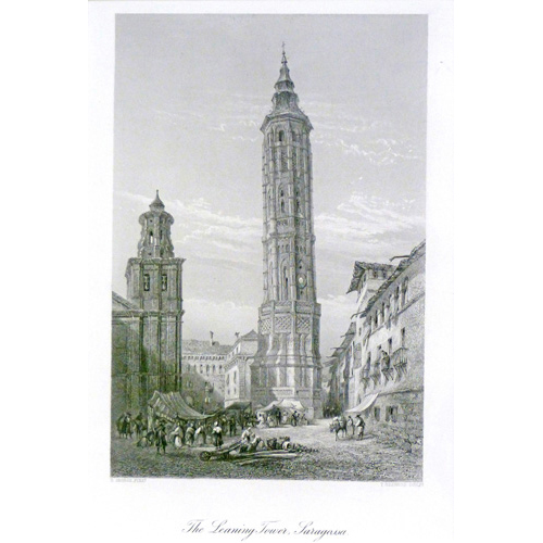Sub.:1 - Lote: 41 - Thomas HEAWOOD, (c.1810-c.1870). The Leaning Tower, Saragossa.