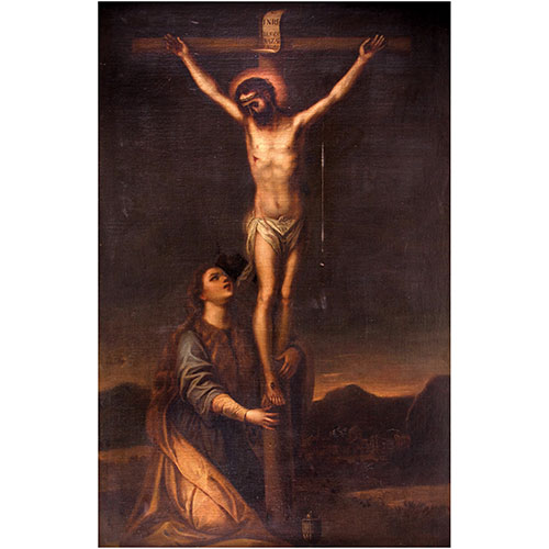 Sub.:11 - Lote: 55 - ESCUELA GRANADINA, FINALES DEL S.XVII Cristo crucificado con la Magdalena