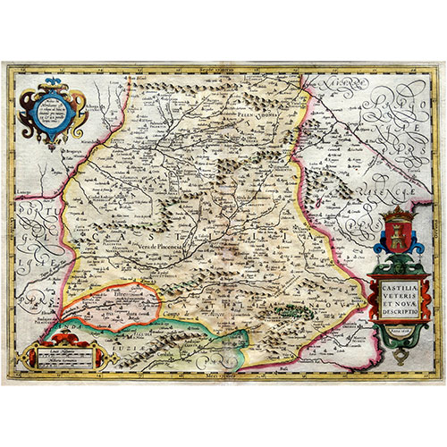 Sub.:11 - Lote: 7 - GERHARD MERCATOR (1512-1594) E IODOCUS HONDIUS (1563-1612) Mapa de las dos Castillas. Castiliae Veteris et Novae Descriptio. Anno 1606