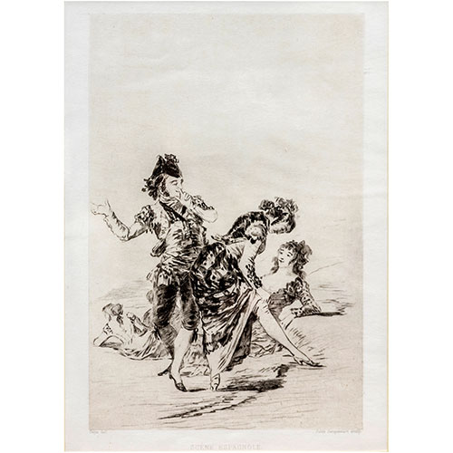 Sub.:11 - Lote: 9 - JULES FERDINAND JACQUEMART (1837-1880) SEGN MODELO ORIGINAL DE FRANCISCO DE GOYA (1746-828) Escena espaola. Scne Espagnole