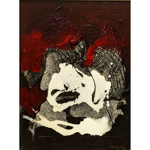Sub.:12 - Lote: 129 - IAKI /IGNACIO RODRGUEZ RUIZ (Bilbao, 1940 - 2018) Abstracto sobre fondo rojo