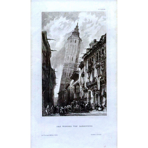 Sub.:12 - Lote: 1023 - JOSEPH MEYER (1796-1856); DAVID ROBERTS (1796-1864) Zaragoza La Torre Nueva, ca. 1845