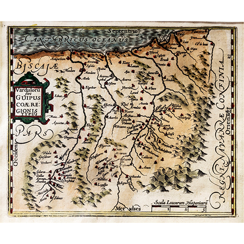 Sub.:13 - Lote: 107 - GERHARD MERCATOR (1512-1594) E IODOCUS HONDIUS (1563-1612) Mapa de Guipzcoa. Varduloru sive Guipuscoae Regionis Typus.