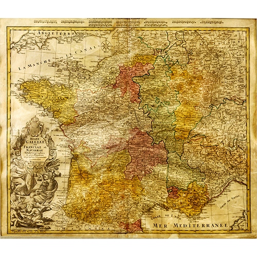 Sub.:13 - Lote: 110 - GUILLAUME DE L`ISLE (1675 - 1726) Y JOHANN BAPTISTA (1664 - 1724) Francia y Navarra. Regni Galliae. Franciae et Navarrae