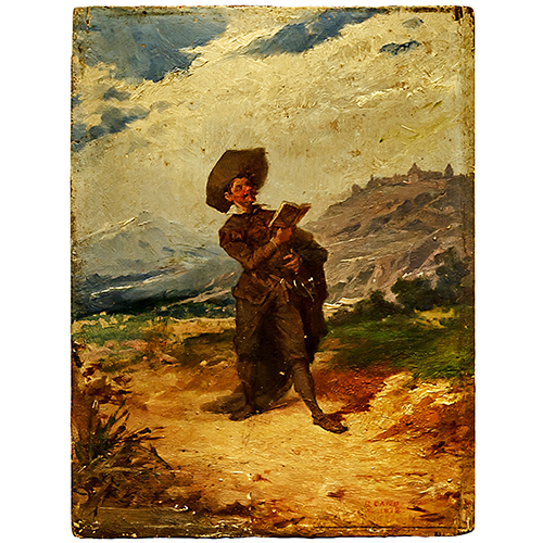 Sub.:13 - Lote: 53 - EDUARDO CANO DE LA PEA (Madrid, 1823 - Sevilla, 1897) El estudiante del Quijote