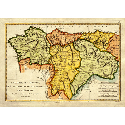 Sub.:14 - Lote: 63 - RIGOBERT BONNE (1727-1795) Y EUSTACHE HERISSON (1759-1816) Galicia, Asturias, Cantabria, Pas Vasco, Len y Castilla