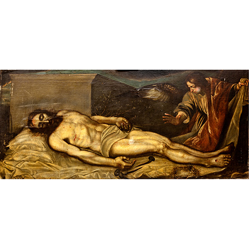 Sub.:15 - Lote: 77 - COPIA DE MATEO CEREZO (Burgos, 1637 - Madrid, 1666) Cristo en el sepulcro