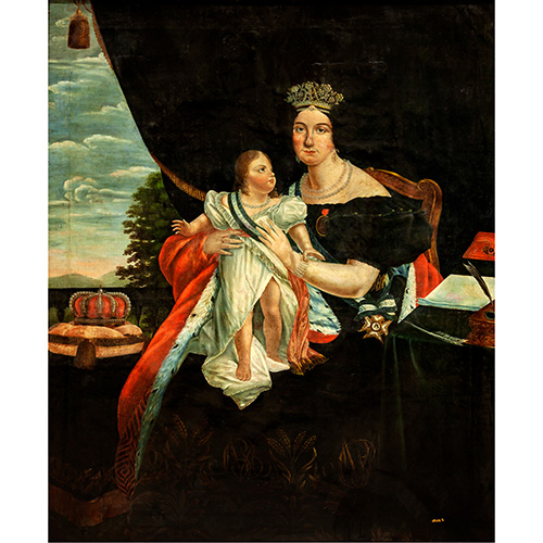 Sub.:15 - Lote: 73 - ESCUELA ESPAOLA, S. XIX Maria Cristina de Borbon con Isabel II