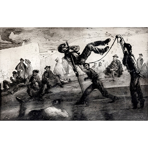 Sub.:15 - Lote: 99 - RICARDO BAROJA (Minas de Riotinto, Huelva, 1871 - Vera de Bidasoa, Navarra, 1953) El salto de la garrocha