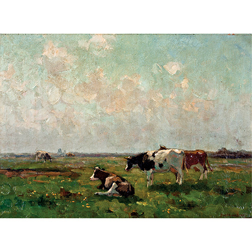 Sub.:17 - Lote: 47 - BERNI A. VAN BECK (Holanda, 1875-1941) Vacas en el campo