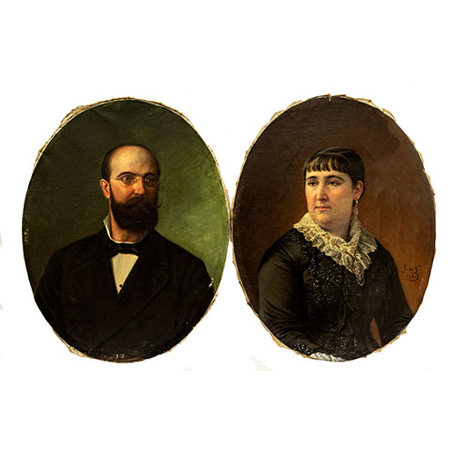 Sub.:19 - Lote: 79 - JUAN DE BARROETA Y ANGUISOLEA (1835-1906) Pareja de retratos