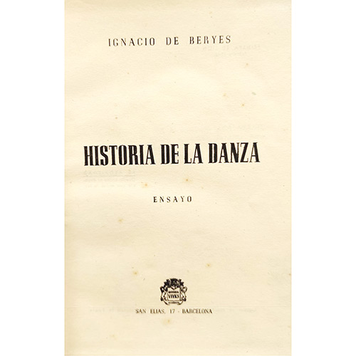 Sub.:19 - Lote: 2103 -  Historia de la danza: Ensayo.