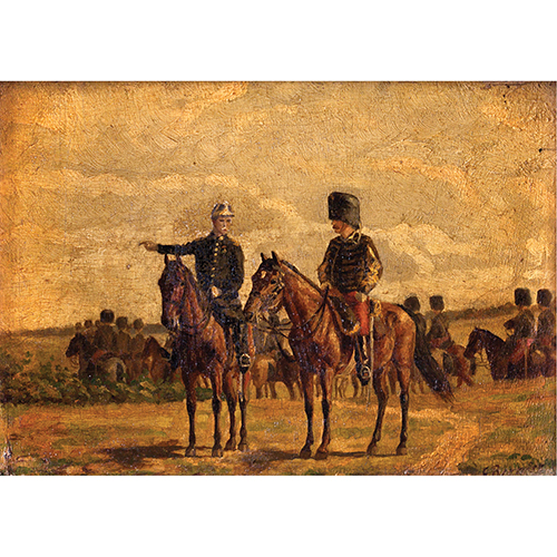 Sub.:20 - Lote: 67 - ESCUELA ESPAOLA, S. XIX Militares a caballo