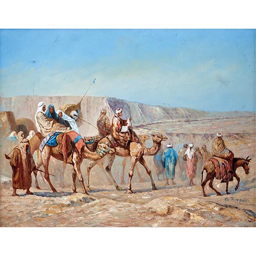 Sub.:25 - Lote: 34 - ESCUELA ORIENTALISTA S. XX rabes en camellos
