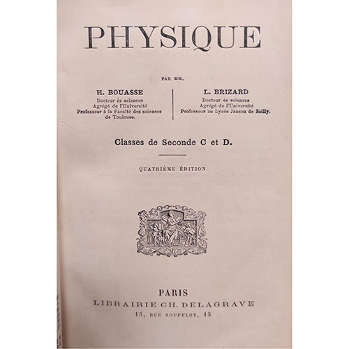 Sub.:27 - Lote: 2093 -  Cours de Physique. Programme du 4 mai 1912. Escritos por H. Bouasse y L. Brizard. 