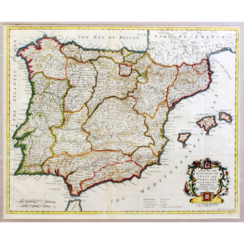 Sub.:5 - Lote: 58 - RICHARD WILLIAM SEALE (activo1732 - 1775); NICHOLAS TINDAL, (1687 - 1774) Mapa de ESPAA Y PORTUGAL. A Map of the Kingdoms of Spain and Portugal from the latest and best Observations .... R.W. Seale delin. et sculp. Londres 1744