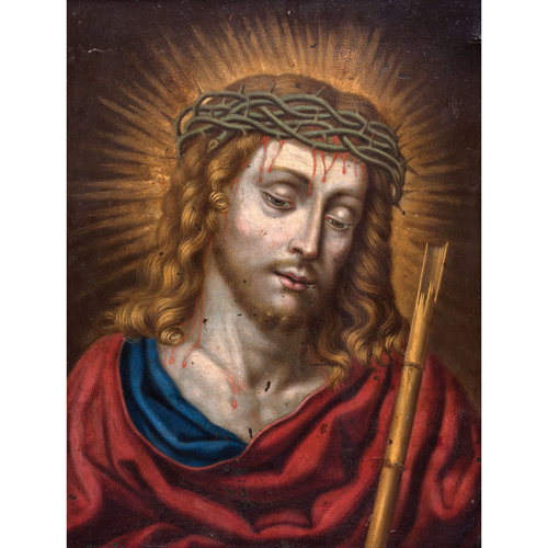 Sub.:5 - Lote: 95 - ATRIBUIDO A BARTOLOMEO MANCINI (activo en la segunda mitad del S.XVII) Cristo con corona de espinas