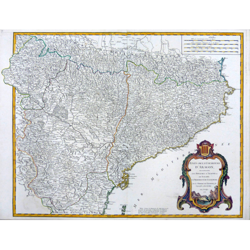 Sub.:6 - Lote: 88 - DIDIER ROBERT DE VAUGONDY (Francia, 1723-1786) Etats De La Couronne DAragon