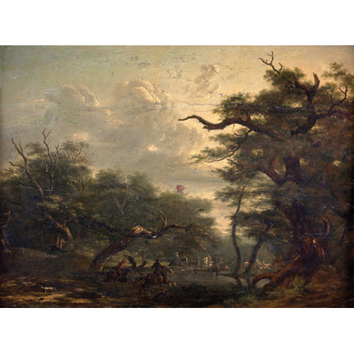 Sub.:6 - Lote: 1094 - ATRIBUIDO A JACQUES-FRANOIS JOSEPH SWEBACH (Metz, 1769-Paris, 1823) Escena de caza en el bosque