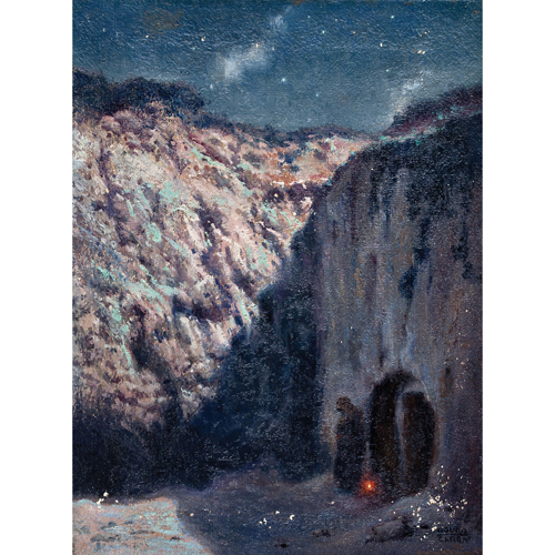 Sub.:8 - Lote: 108 - IGNACIO AGUDO CLAR (Zaragoza, 1880 - 1966) Paisaje con cueva