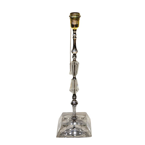 Sub.:1-On - Lote: 176 -  L�mpara de mesa en cristal prensado y acero inoxidable, a�os 70.