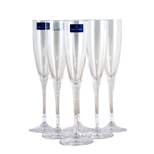 Sub.:1-On - Lote: 731 -  Lote de seis copas de champagne en cristal. Firmado: Villeroy & Boch, Austria.