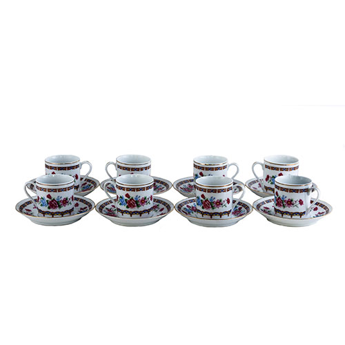 Juego de té de cerámica europea de 15 piezas, juego de café de China con  soporte de metal, pintura de flores de rosas blancas y rojas