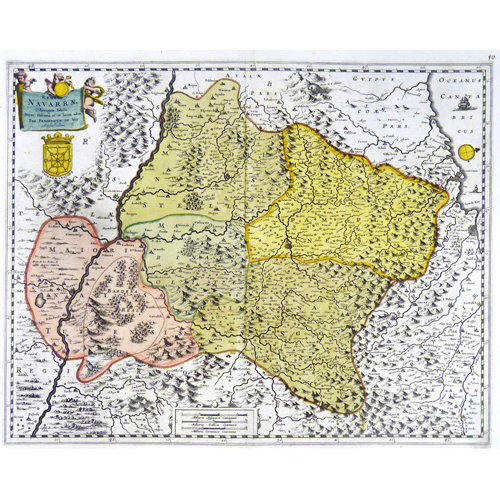 Sub.:1 - Lote: 130 - FREDERICK WIT (1629-1706) Regninavarrae Tabulae. Mapa de Navarra, reas colindantes y ocano cantbrico