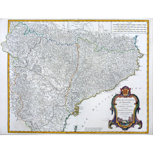 Sub.:1 - Lote: 126 - DIDIER ROBERT DE VAUGONDY (Francia, 1723-1786) Etats De La Couronne DAragon