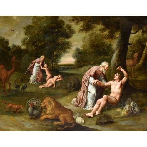 Sub.:1 - Lote: 186B - ESCUELA FLAMENCA, S. XVII La Creacin de Adn y Eva en el Paraiso
