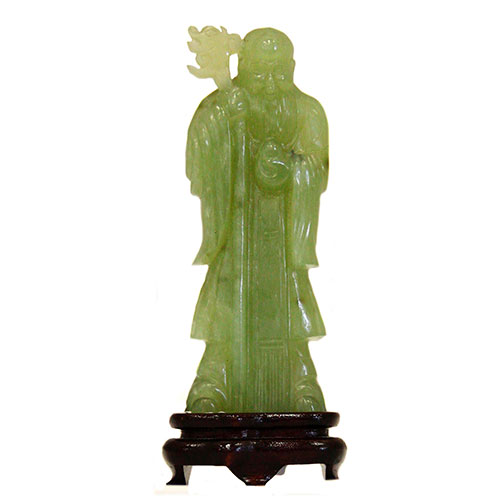 Sub.:10-On - Lote: 1168 -  Hombre oriental en jadeita con base en madera.