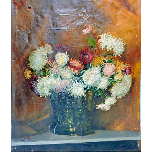 Sub.:10-On - Lote: 446 - CARLOS VIDAURRE PEREZ (San Sebastin, 1929- 1998) Jarrn con flores