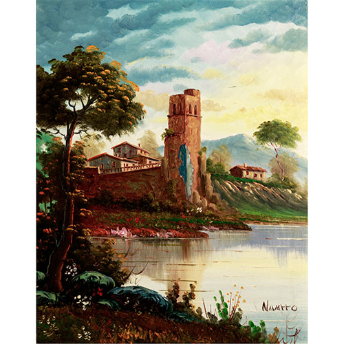 Sub.:10-On - Lote: 372 - CARLOS VIDAURRE PEREZ (San Sebastin, 1929- 1998) Paisaje con torre