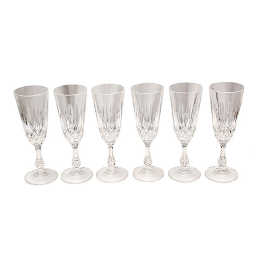 Sub.:10-On - Lote: 646 -  6 copas de champagne en cristal tallado marca Da Vinci.