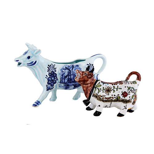 Sub.:10-On - Lote: 792 -  Lote de dos figuras de vacas en porcelana esmaltada