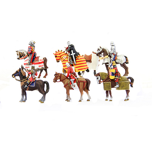 Sub.:10 - Lote: 1294 -  Lote de seis r�plicas de soldados de caballer�a de distintos ej�rcitos y culturas, y un caballo. En plomo pintado con todo lujo de detalles, armamento y atav�os. 