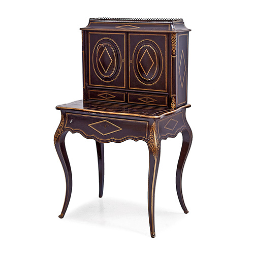 Sub.:10 - Lote: 1317 -  Bonheur de jour estilo Napole�n III en madera ebonizada. 