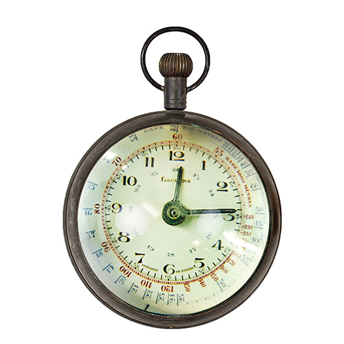 Sub.:10 - Lote: 1345 -  Reloj lupa esfrico de barco en cristal y bronce.