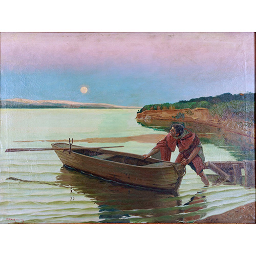 Sub.:10 - Lote: 130 - MARIANO OLIVER AZNAR (Zuera, 1863 - Madrid 1927) Pescador en la Costa