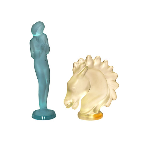 Sub.:11-On - Lote: 218 -  Lote de dos figuras en cristal