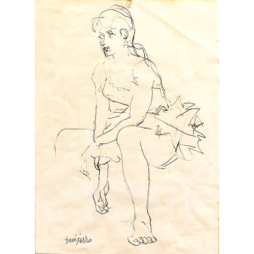 Sub.:11-On - Lote: 282 - ANTONIO GUIJARRO GUTIERREZ (Villarrubia de los Ojos, Ciudad Real, 1923-Madrid, 2011). Estudio de bailarina en reposo