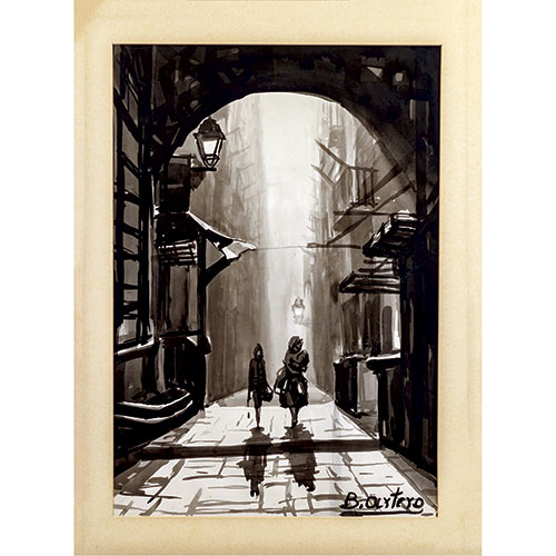 Sub.:11-On - Lote: 275 - ESCUELA ESPA�OLA S.XX Anochecer en las calles