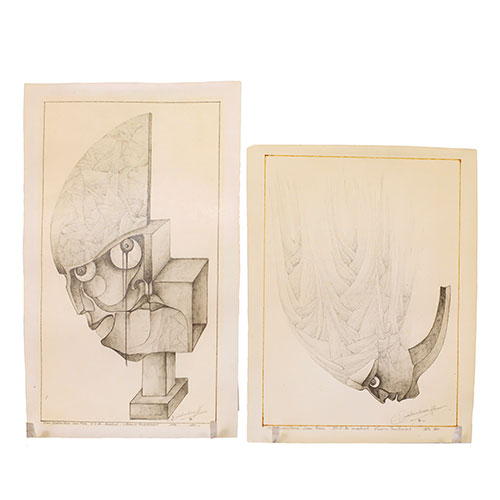 Sub.:11-On - Lote: 285A - JEAN PIERRE VAN OUDENHOVE (B�lgica, s. XX) Lote de dos dibujos a l�piz sobre papel