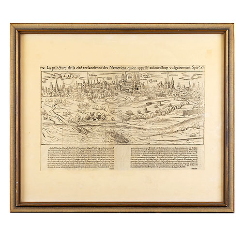 Sub.:11-On - Lote: 1296 -  P�ginas 515, 576, 577 y 578 del libro de Fran�ois de Belleforest (1530-1583), La Cit� de Spire, dont les habitans ont est� autrefois appellez Nemetes, fechado en 1549