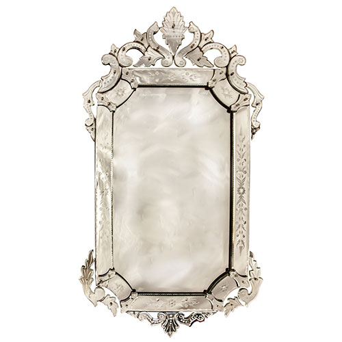 Sub.:11 - Lote: 494 -  Espejo veneciano en cristal tallado y grabado.