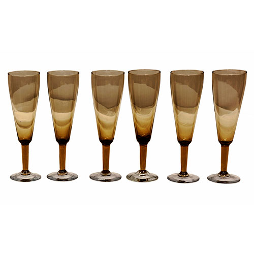 Sub.:12-On - Lote: 189 -  Lote de seis copas de champagne en cristal tintado.