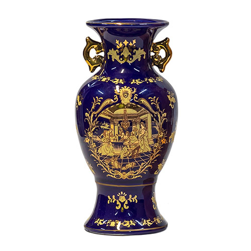 Sub.:12-On - Lote: 247 -  Jarr�n en porcelana azul con escenas de bacanal griega.