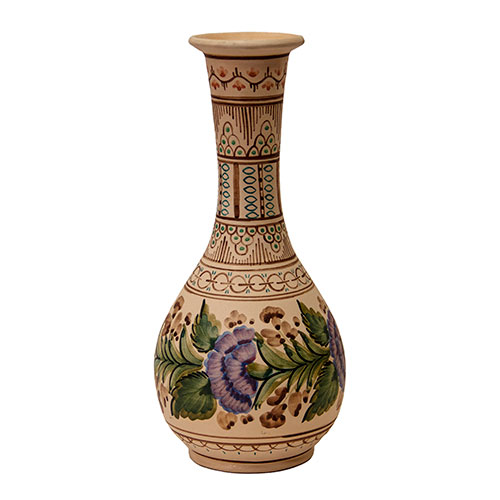 Sub.:12-On - Lote: 335 -  Jarr�n en cer�mica con escenas florales pintadas. Inscripci�n en la base: Onda, Espa�a.